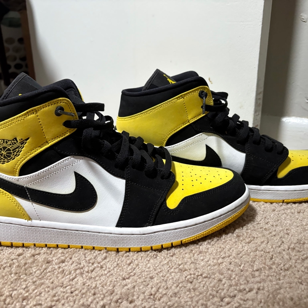 Nike Air Jordan High-Tops in Yellow, Black, and White